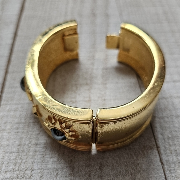 RARE 24k Plated Bangle Bracelet From Cabouchon. Vintage 1980's Bracelet. - Picture 13 of 16